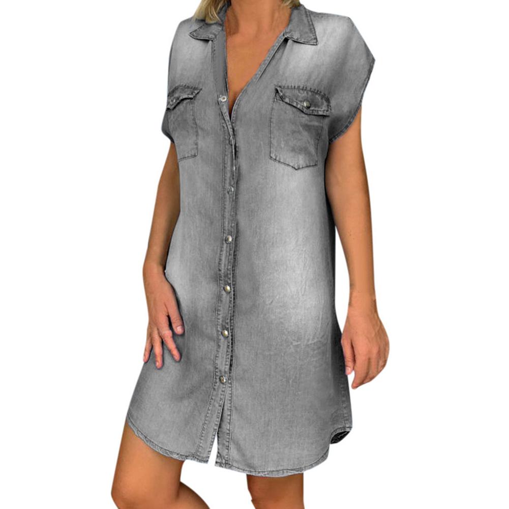 Vestido camisero amplio Denim Kimberly vaquero elastico bolsillos, 3 colores, 6 tallas