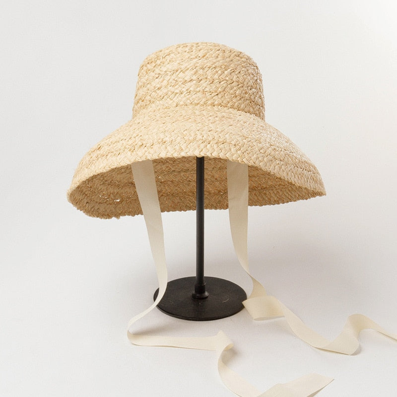 Guadalmina raffia hat, 3 colors of ties