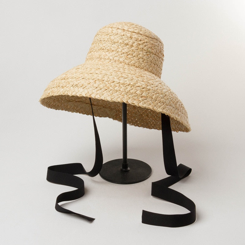 Guadalmina raffia hat, 3 colors of ties