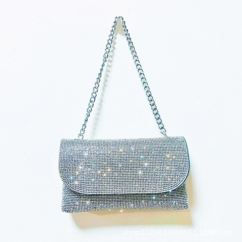 Bolso fiesta bandolera cadena, 10 modelos, Bridget strass brillo