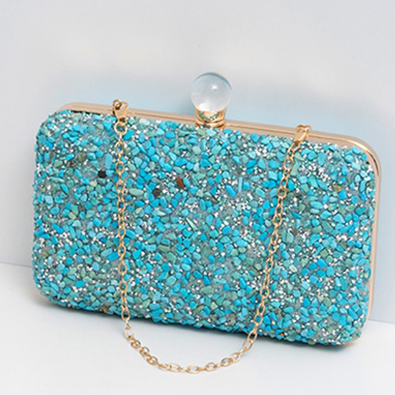 Bolso Monedero Princess Strass cuadrado, 5 colores, cadena dorada hombro