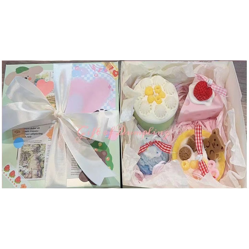 Velas hechas a mano cajas Mini Fruit Cake Scented, 3 set de cajas diferentes