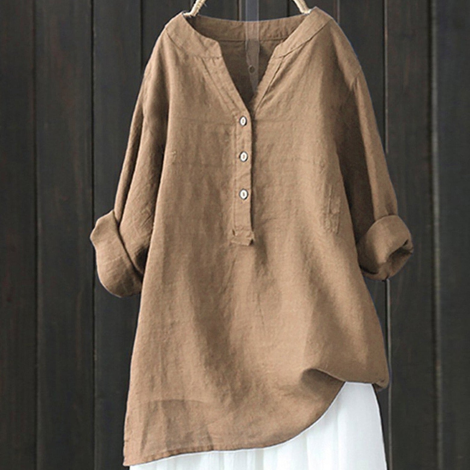 Camila Stretch Linen Tunic Shirt, 3 couleurs extra longues, 8 tailles