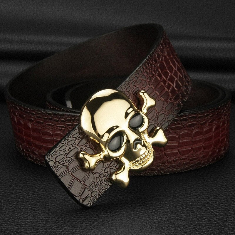 Cinturon Skull de piel cocodrilo, 6 colores , varias tallas