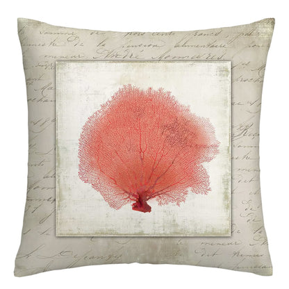 Cushion cover without filling Red and blue corals in linen, 4 colors, 4 sizes