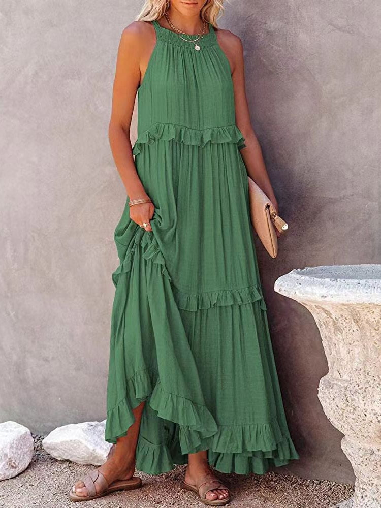 Robe en mousseline Zielo avec poches (IMPRESSIONNANT) mi-jambe