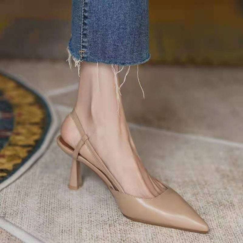 Chaussure à talon Genève en cuir beige