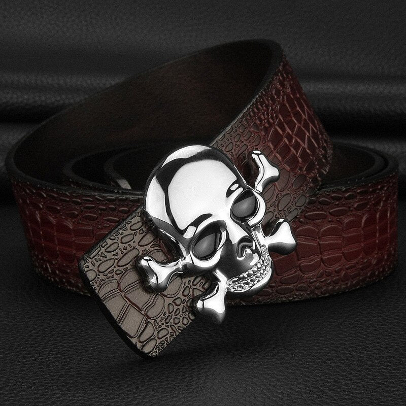 Cinturon Skull de piel cocodrilo, 6 colores , varias tallas