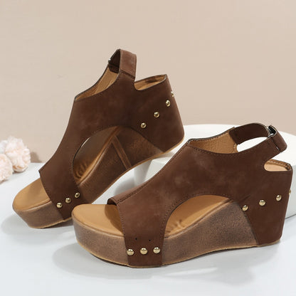 Guiomar leather wedge sandals with studs, 3 colors