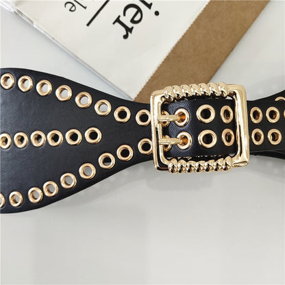 Rock cummerbund wide studs golden buckle