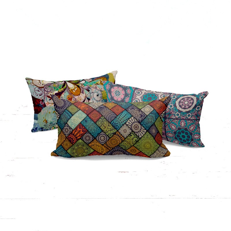 Housse de coussin indien 30X50 cm sans rembourrage, 8 coloris