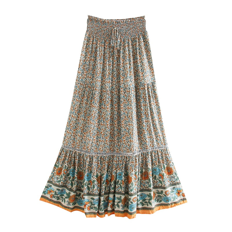 Long floral Tenerife skirt, 4 colors