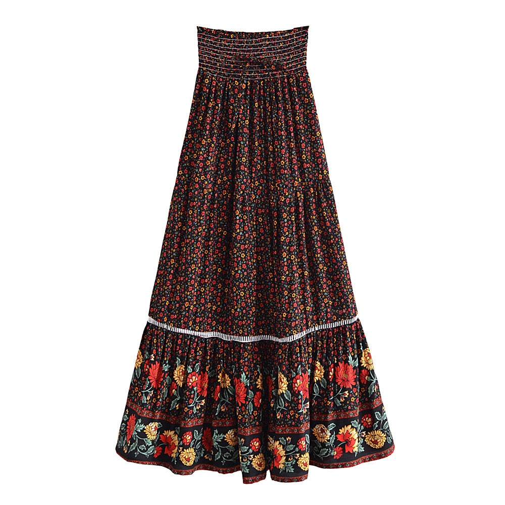 Long floral Tenerife skirt, 4 colors