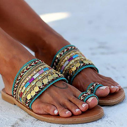 Formentera sandal with golden beads