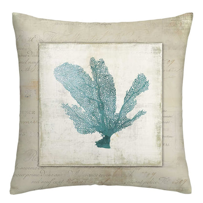 Cushion cover without filling Red and blue corals in linen, 4 colors, 4 sizes