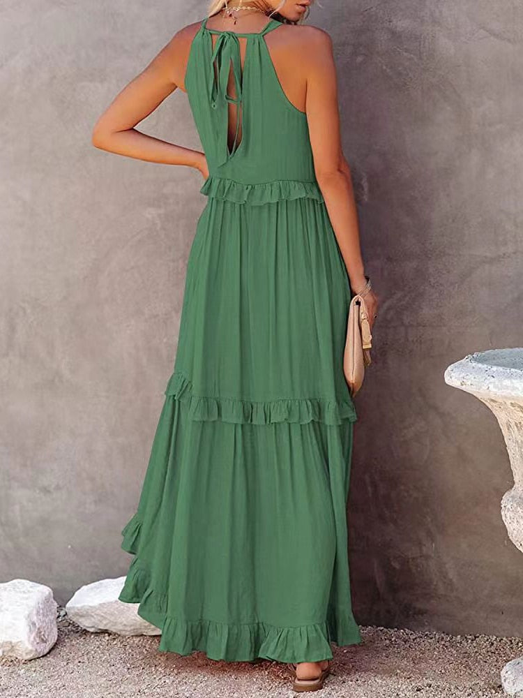 Robe en mousseline Zielo avec poches (IMPRESSIONNANT) mi-jambe