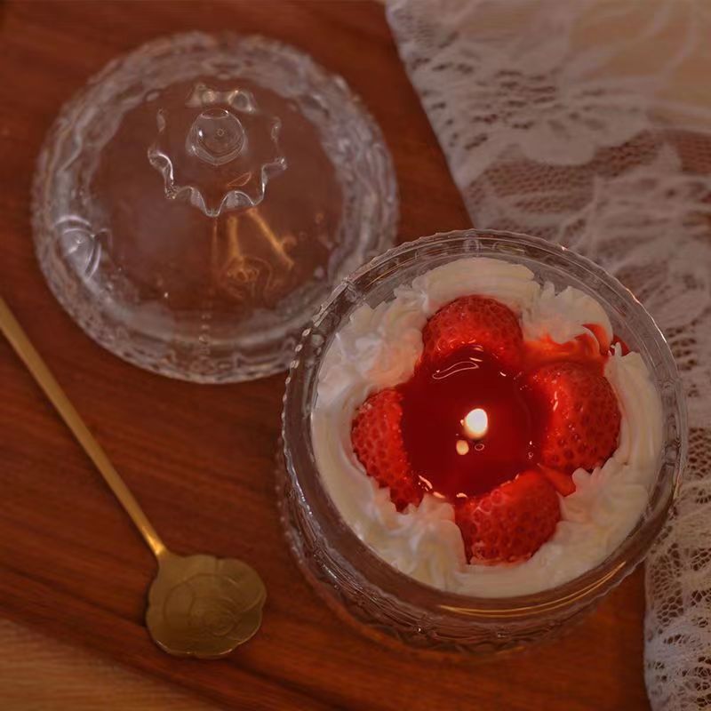 Bougies parfumées à la fraise en verre, 5 senteurs