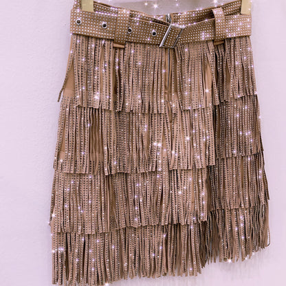 Party skirt rhinestone elastic stretch fringe belt, 2 colors, 9 sizes, LARGE SIZES