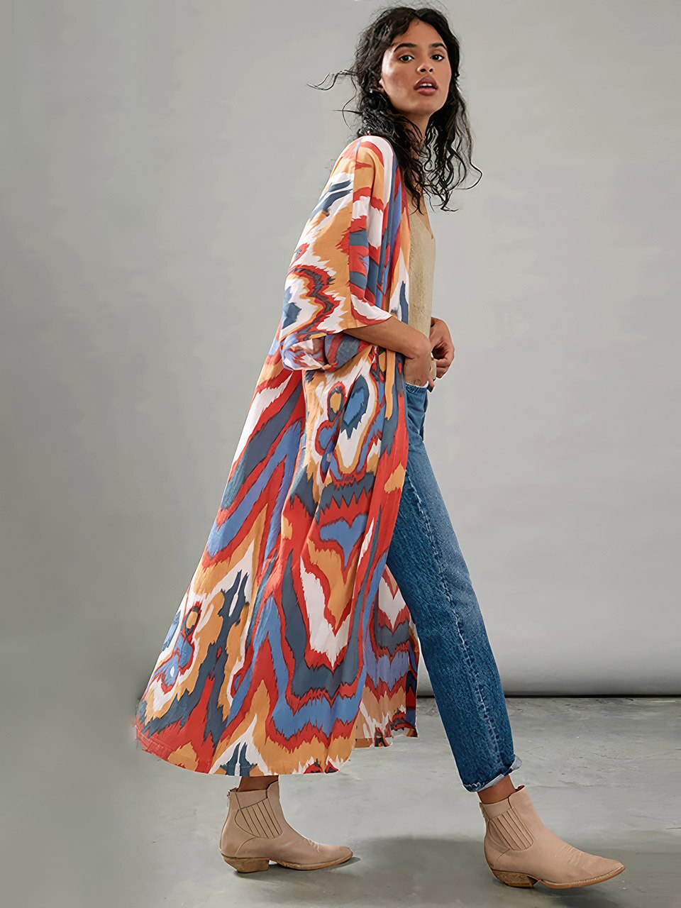 Kimono Tunic Fabiola multicolor,talla única