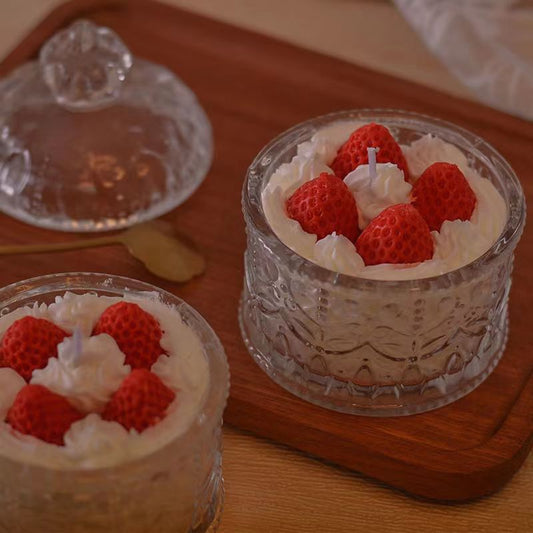 Bougies parfumées à la fraise en verre, 5 senteurs