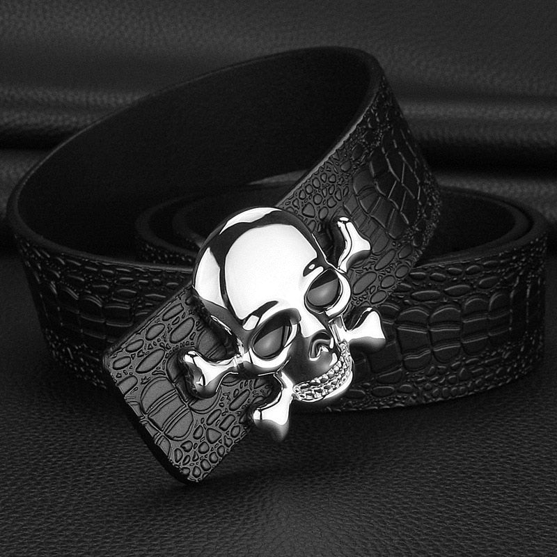 Cinturon Skull de piel cocodrilo, 6 colores , varias tallas