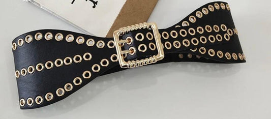 Rock cummerbund wide studs golden buckle