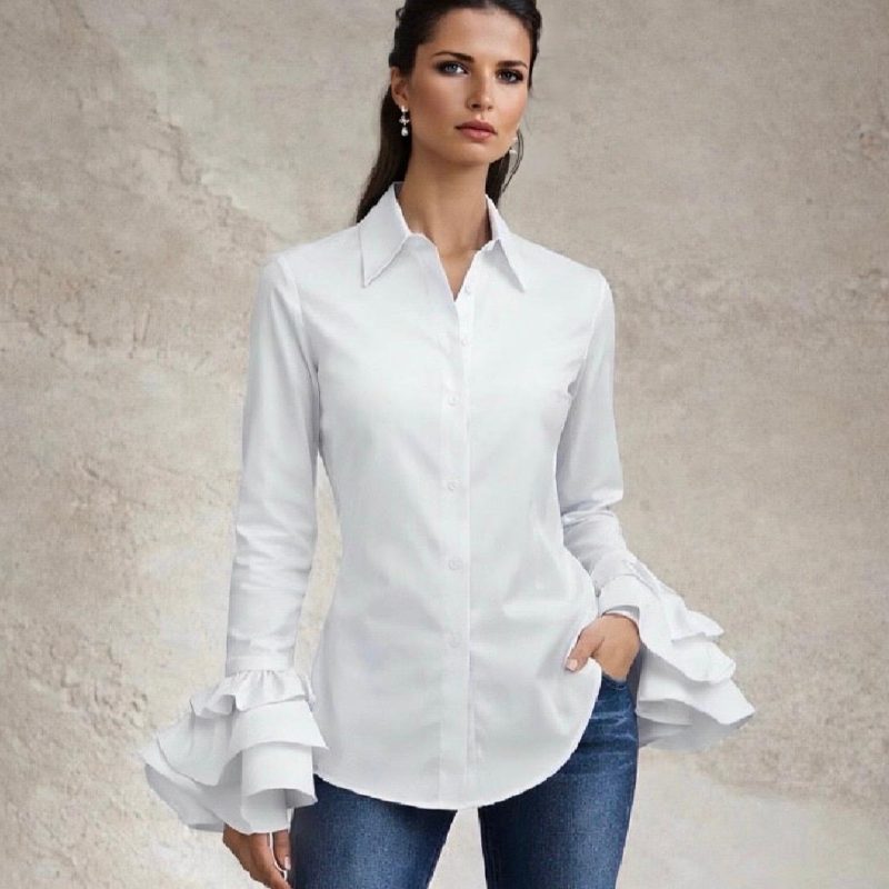 Camisa Sevilla volantes, 5 colores, tallas 36-50