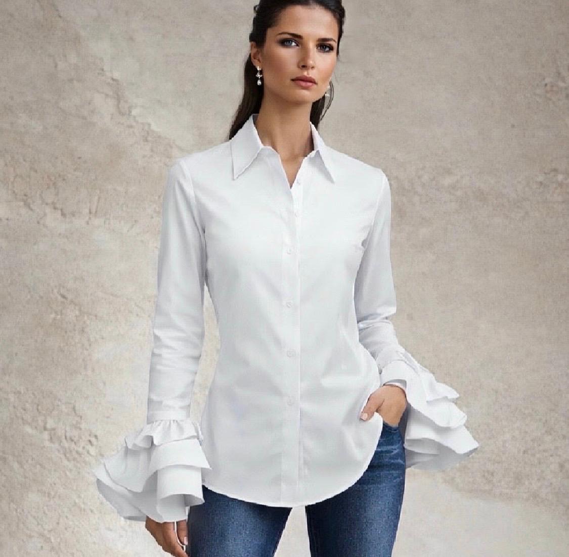 Camisa Sevilla volantes, 5 colores, tallas 36-50
