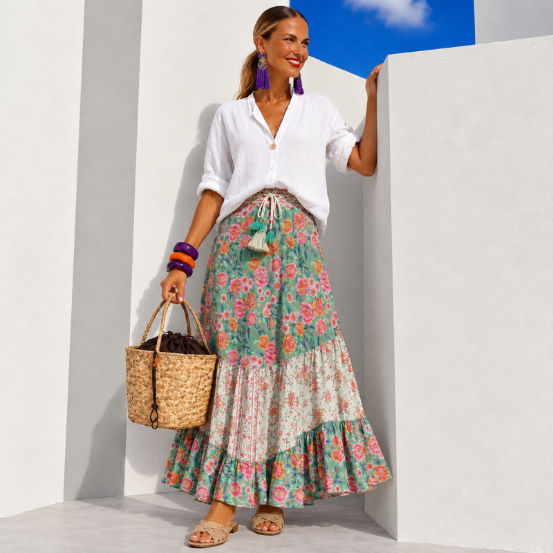 Falda Happy estampada, talla única